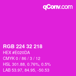 Color code: RGB 224 32 218 | qconv.com