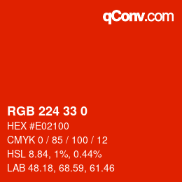 Color code: RGB 224 33 0 | qconv.com