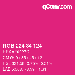 Farbcode: RGB 224 34 124 | qconv.com