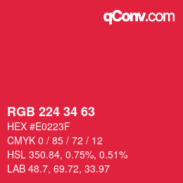 Color code: RGB 224 34 63 | qconv.com