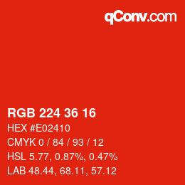 颜色代码: RGB 224 36 16 | qconv.com