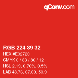 カラーコード: RGB 224 39 32 | qconv.com