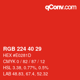 Código de color: RGB 224 40 29 | qconv.com