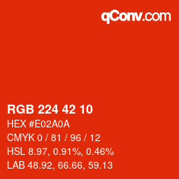 カラーコード: RGB 224 42 10 | qconv.com