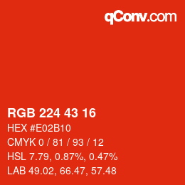 Color code: RGB 224 43 16 | qconv.com