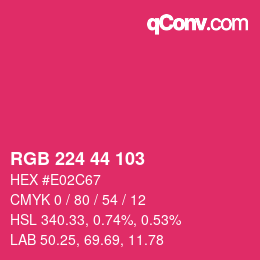 カラーコード: RGB 224 44 103 | qconv.com