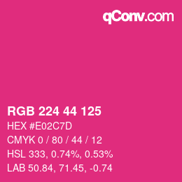 Color code: RGB 224 44 125 | qconv.com