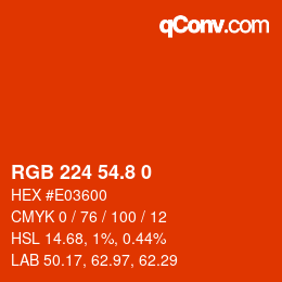 カラーコード: RGB 224 54.8 0 | qconv.com