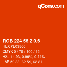 カラーコード: RGB 224 56.2 0.6 | qconv.com