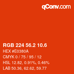 カラーコード: RGB 224 56.2 10.6 | qconv.com
