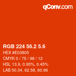 カラーコード: RGB 224 56.2 5.6 | qconv.com