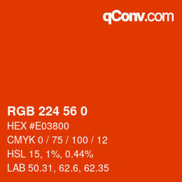 Código de color: RGB 224 56 0 | qconv.com