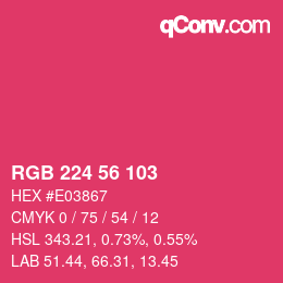 Color code: RGB 224 56 103 | qconv.com