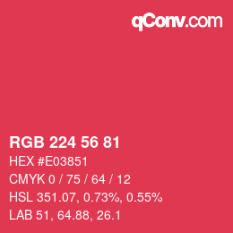 Color code: RGB 224 56 81 | qconv.com