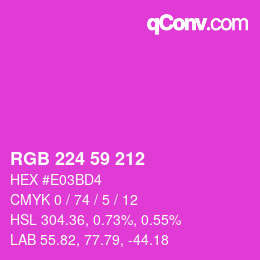 Color code: RGB 224 59 212 | qconv.com