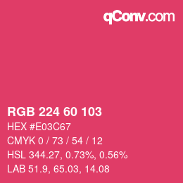 カラーコード: RGB 224 60 103 | qconv.com