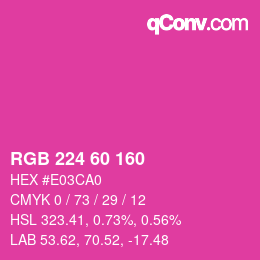 カラーコード: RGB 224 60 160 | qconv.com