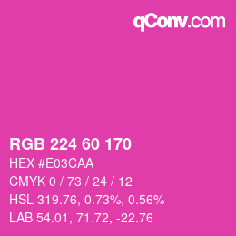 カラーコード: RGB 224 60 170 | qconv.com