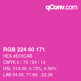 Color code: RGB 224 60 171 | qconv.com