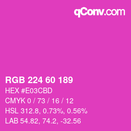 颜色代码: RGB 224 60 189 | qconv.com