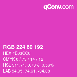 カラーコード: RGB 224 60 192 | qconv.com