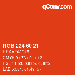 颜色代码: RGB 224 60 21 | qconv.com