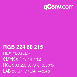 カラーコード: RGB 224 60 215 | qconv.com