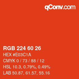 カラーコード: RGB 224 60 26 | qconv.com