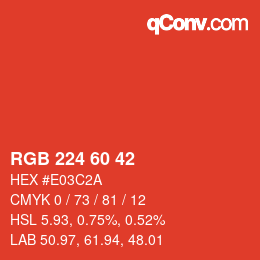 カラーコード: RGB 224 60 42 | qconv.com