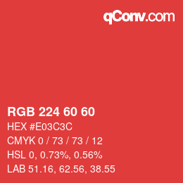 Color code: RGB 224 60 60 | qconv.com