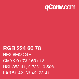 カラーコード: RGB 224 60 78 | qconv.com