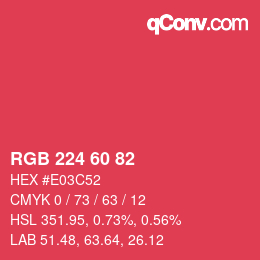 Color code: RGB 224 60 82 | qconv.com