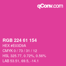 Color code: RGB 224 61 154 | qconv.com