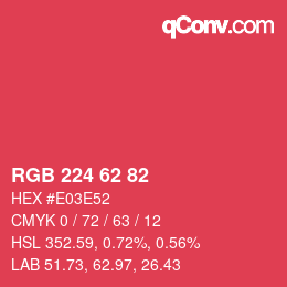 Code couleur: RGB 224 62 82 | qconv.com