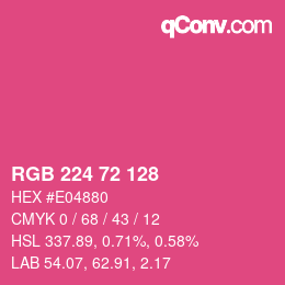 颜色代码: RGB 224 72 128 | qconv.com