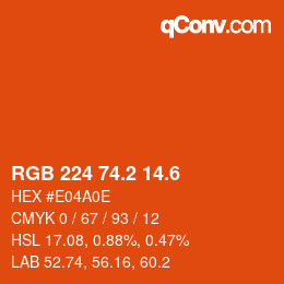 カラーコード: RGB 224 74.2 14.6 | qconv.com