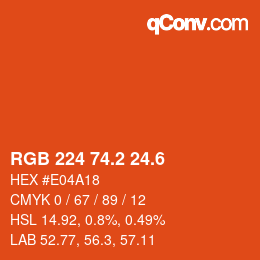 カラーコード: RGB 224 74.2 24.6 | qconv.com