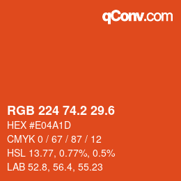 カラーコード: RGB 224 74.2 29.6 | qconv.com