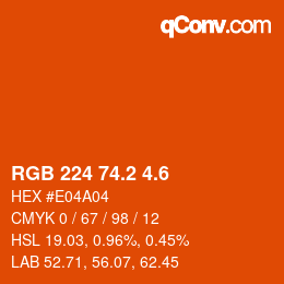 カラーコード: RGB 224 74.2 4.6 | qconv.com