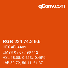 カラーコード: RGB 224 74.2 9.6 | qconv.com