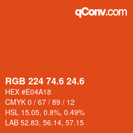 カラーコード: RGB 224 74.6 24.6 | qconv.com