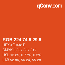 カラーコード: RGB 224 74.6 29.6 | qconv.com
