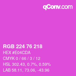 Color code: RGB 224 76 218 | qconv.com