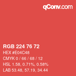 Color code: RGB 224 76 72 | qconv.com