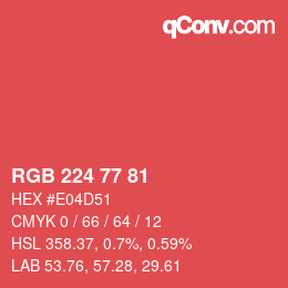 Color code: RGB 224 77 81 | qconv.com