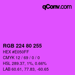 Color code: RGB 224 80 255 | qconv.com
