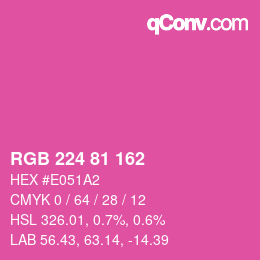 Color code: RGB 224 81 162 | qconv.com