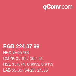 颜色代码: RGB 224 87 99 | qconv.com