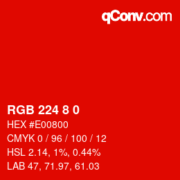 カラーコード: RGB 224 8 0 | qconv.com