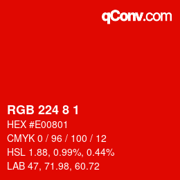 カラーコード: RGB 224 8 1 | qconv.com